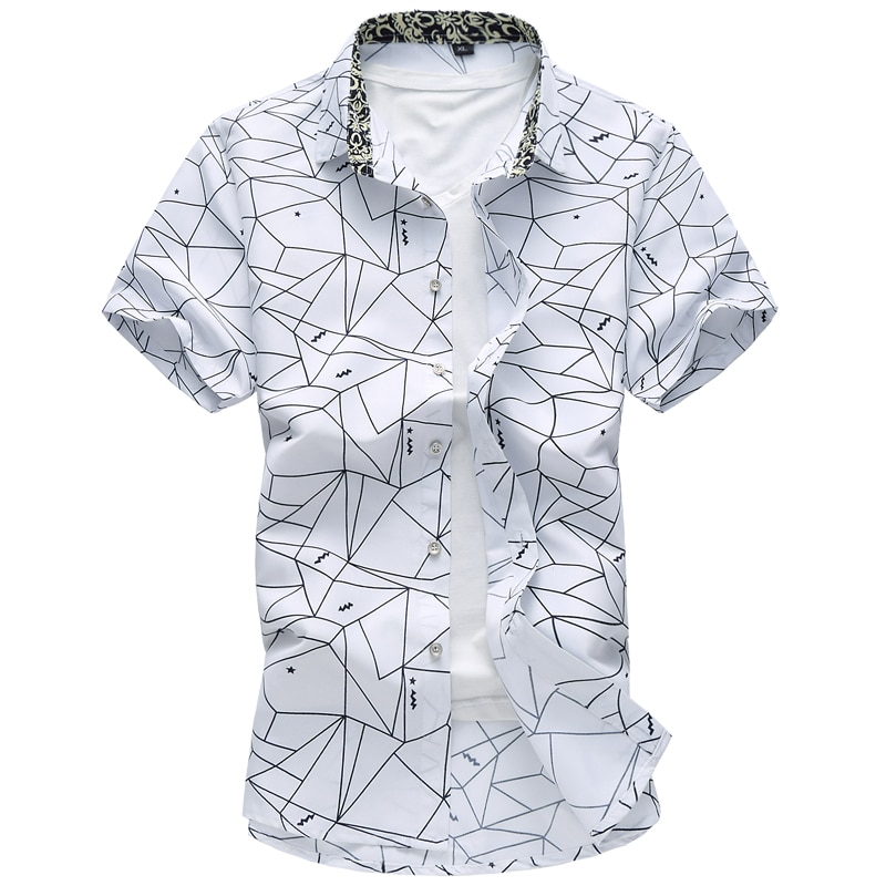 Camisa masculina verão 2023 moda xadrez camisa casual de manga