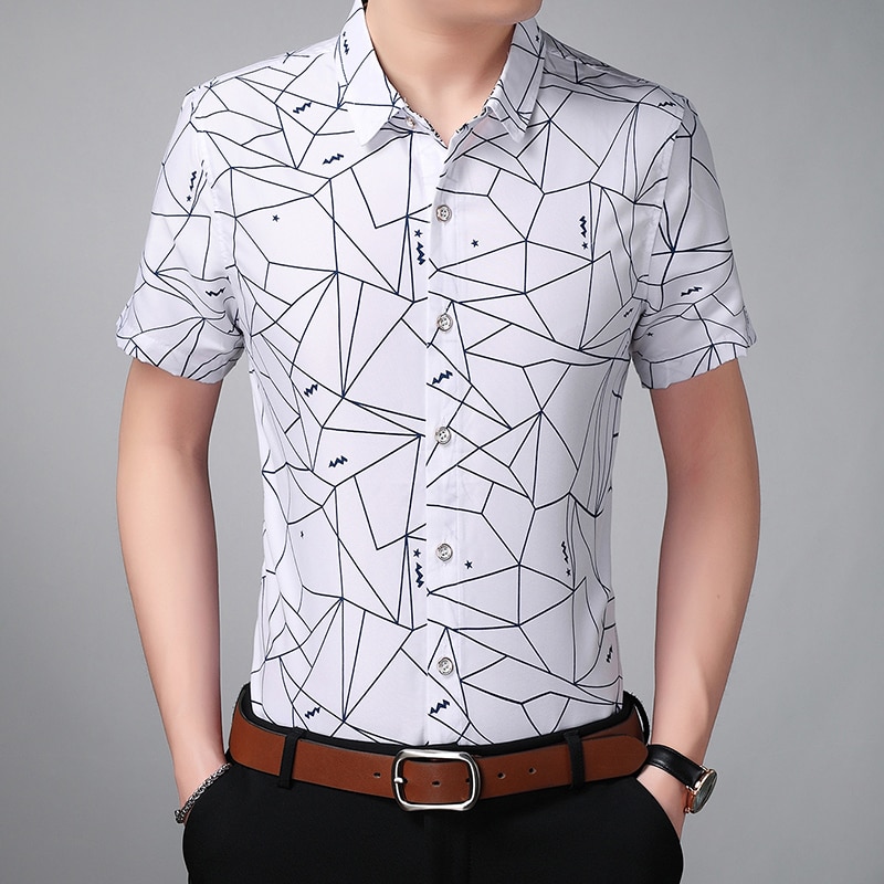 Camisa masculina verão 2023 moda xadrez camisa casual de manga